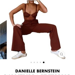 Danielle Bernstein Womens Brown Lace Thong Sleeveless Bodysuit Top NWT